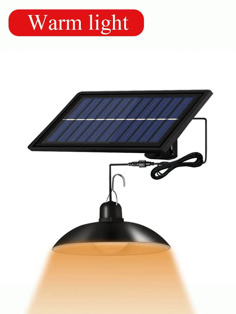 Solar Pendant Light Outdoor Waterproof LED Lamp Double-head Chandelier Decorations with Remote Control for Indoor Shed Barn Room