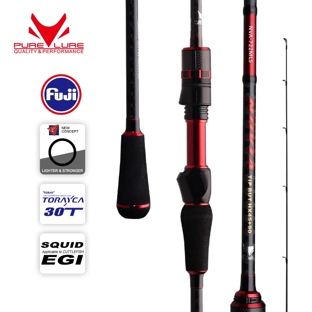 PURELURE NOVIA Squid Rod Surf Casting Squid Rod Bait Wooden Rod EGI Rod Squid Jig Lure Big Tail Squid Cuttlefish