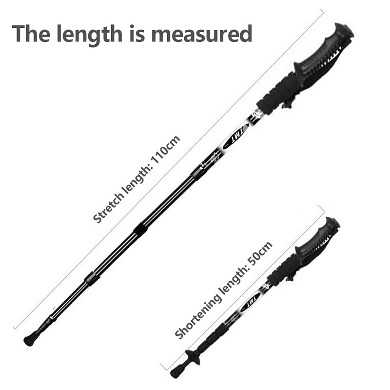4-Section Outdoor Walking Stick Portable Telescopic Trekking Pole Anti Skid Aluminium Alloy Cane Elderly Camping Climbing Stick