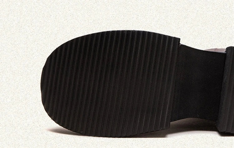 6.5cm Cow Genuine Leather Women Ankle Knee Motorcycle Booties Boots Chunky Heels Platform Wedge Shoes Chimney High ZIP Spring