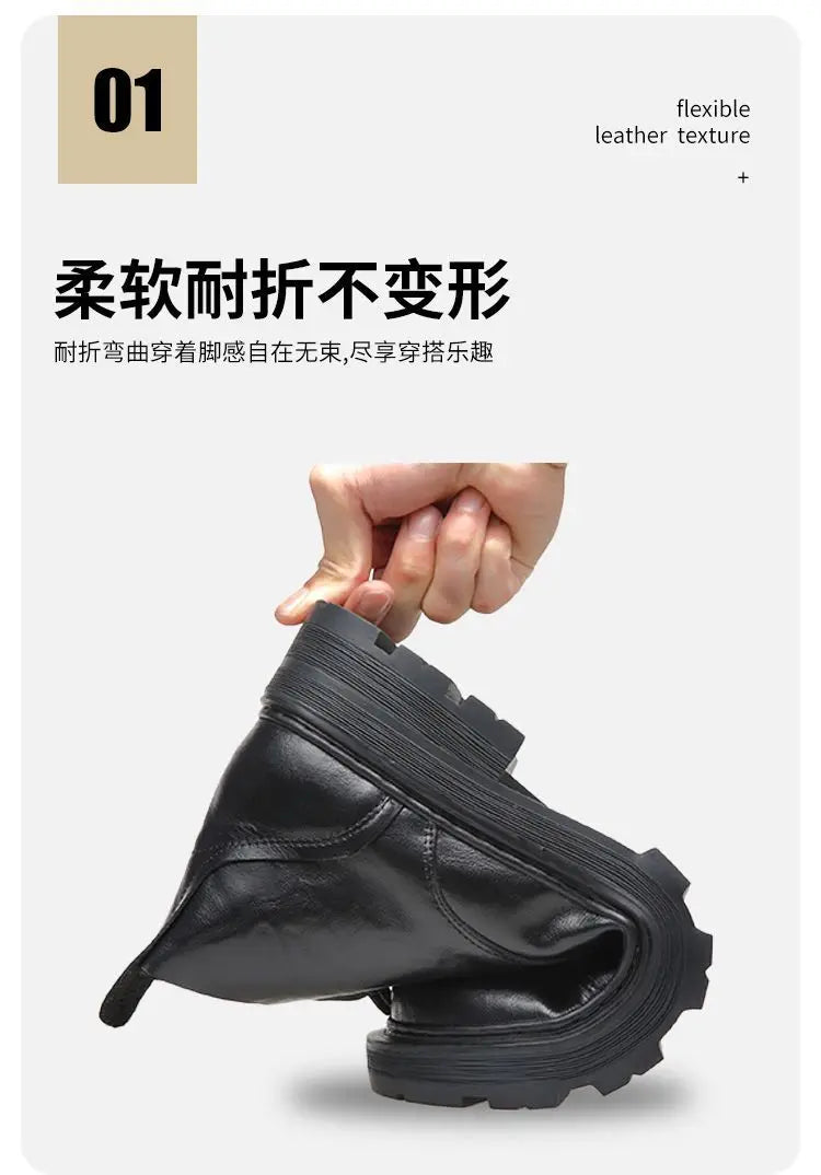 Motorcycle Boot British Style High-top Lace-up Ankle Boots Autumn Winter New Luxury Men's Genuine Leather Designer Shoes