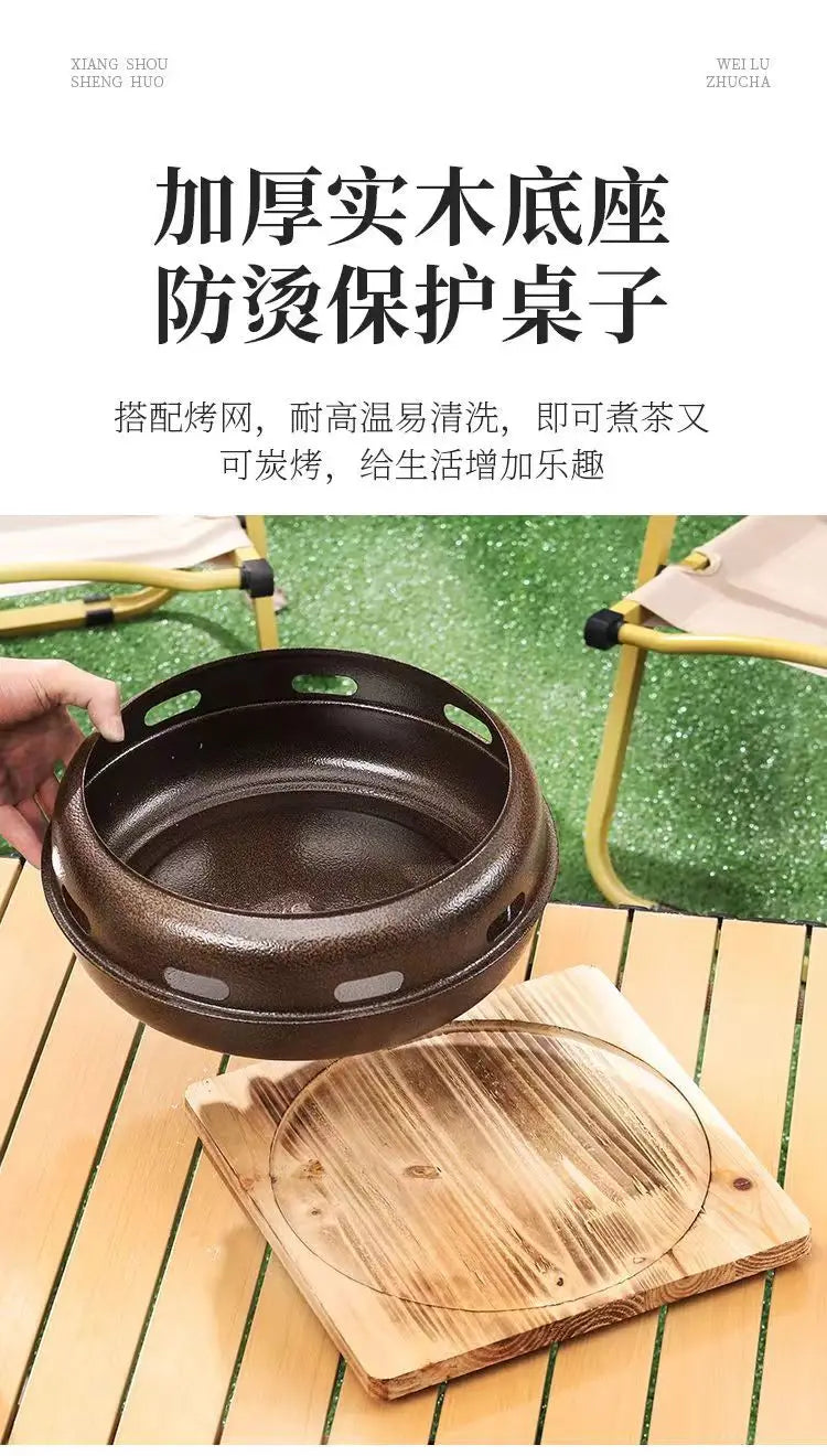 Portable Charcoal Grill Set for Outdoor BBQ Korean Style Smokeless Cooking Tea Stove Family Use