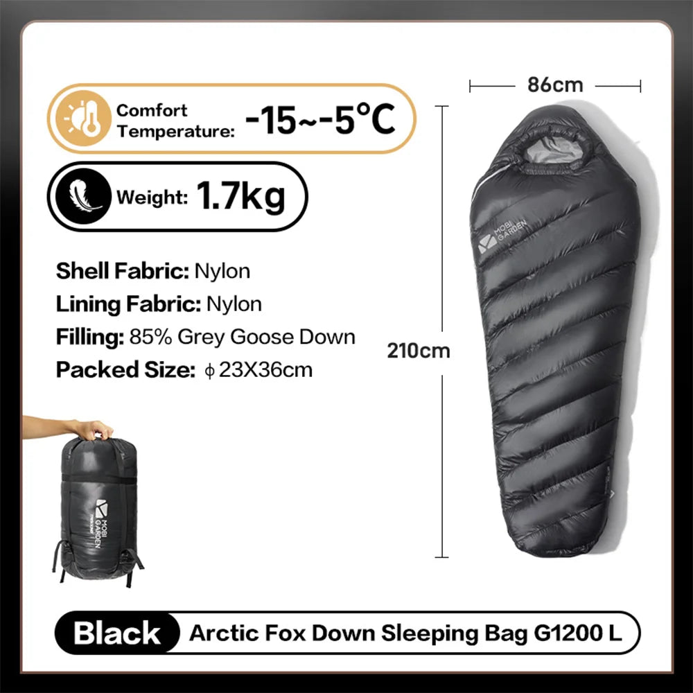 Mobi Garden Winter Warm Sleeping Bag -25 ℃ ~0 ℃   Goose down Thickened 650Fp Mummy Type Outdoor Camping Adult down Sleeping Bag