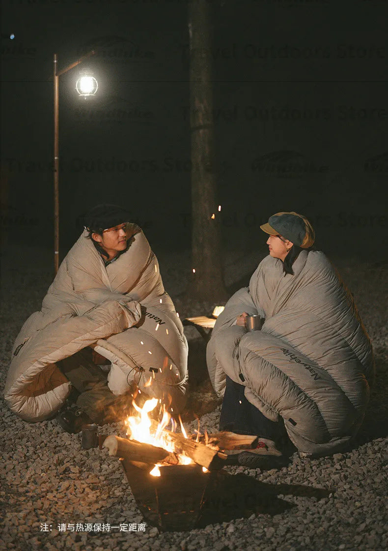 Naturehike Duck Down Sleeping Bag Ultralight Autumn Winter Spring Widened Sleeping Bag Hooded Windproof Waterproof -10℃ Outdoor