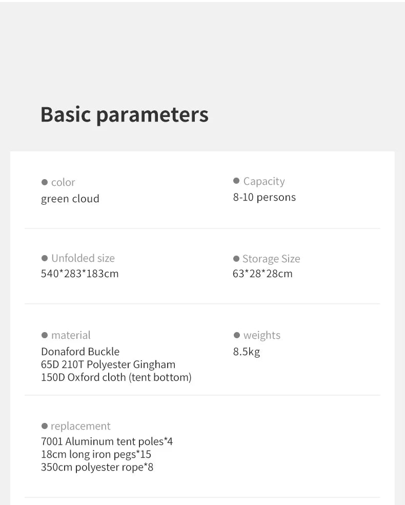 Naturehike 8-10 Person Camping Tent Picnic Rainstorm Sheltering Wind large Canopy Shelter Beach Tent Family Tent