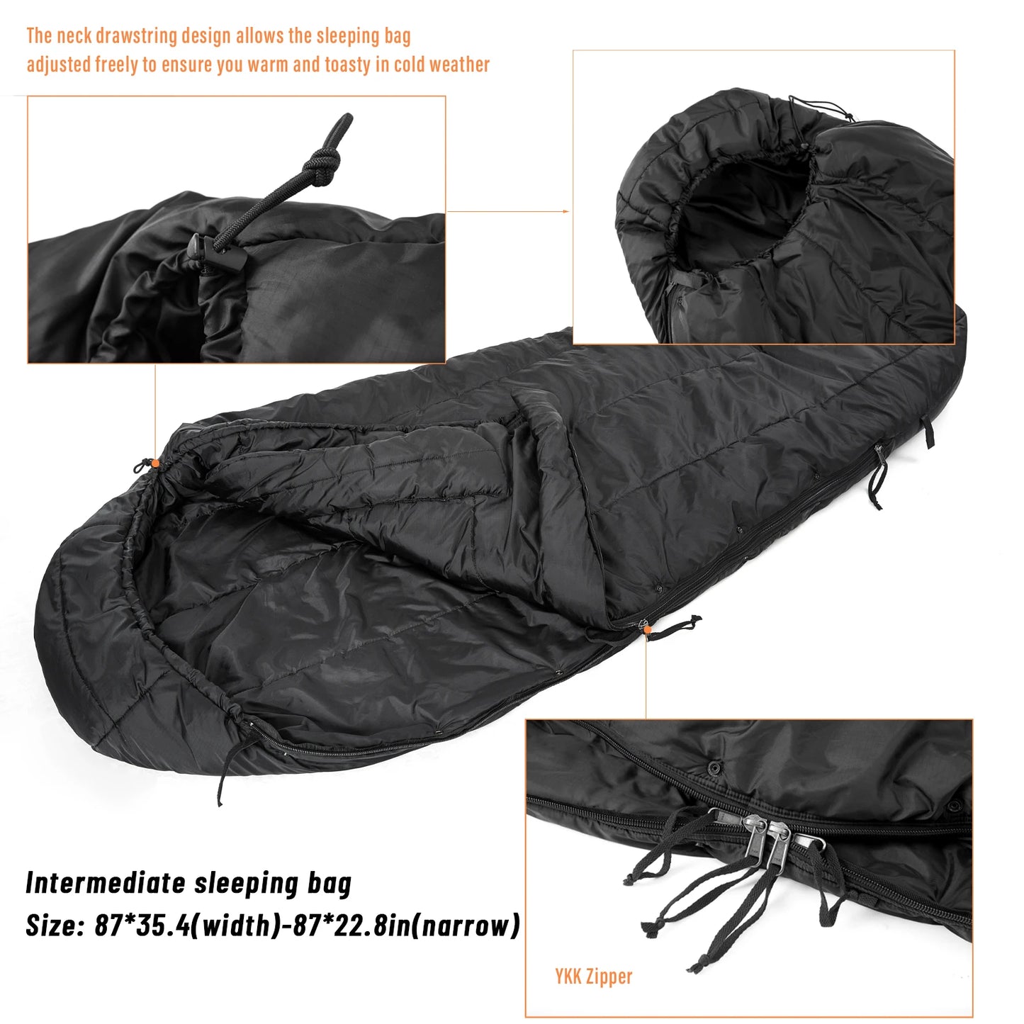 Akmax 4-Piece Military Modular Sleeping Bag System -40℃ Extreme Cold Waterproof Bivy Cover 4 Season Camping Survival Gear