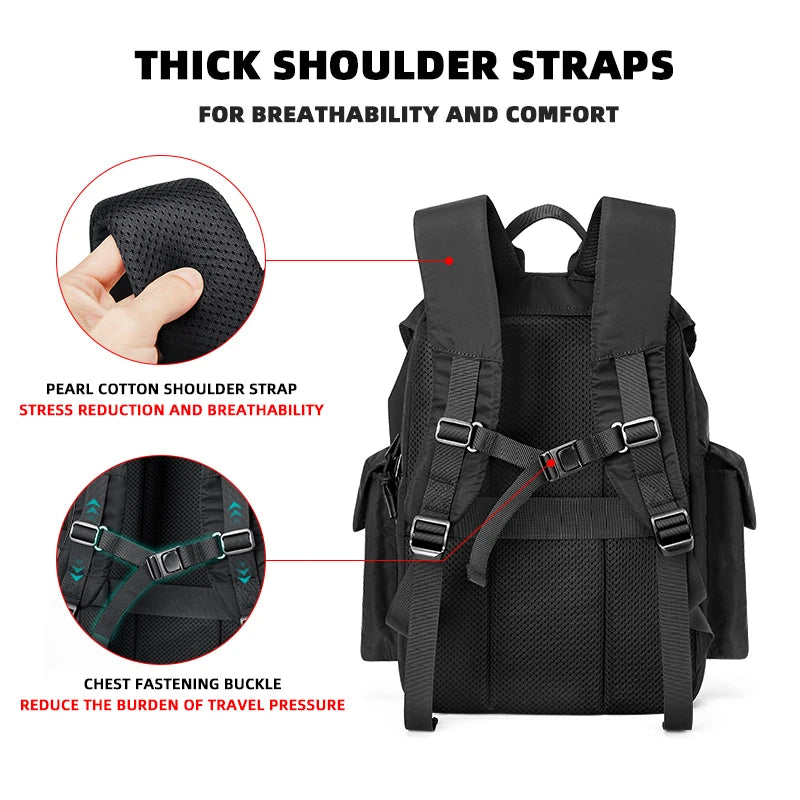 MOYYI Outdoor Waterproof Drawstring Men Women Travel Laptop Backpack Fashion Large Capacity Mountain Climbing Flip Rucksack