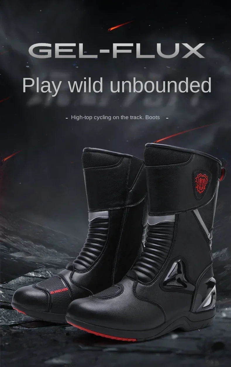 Motorcycle Boots for Men Women Riding Mid-Calf Ankle Protective Shoes Racing Long Boot Anti Slip Waterproof Moto Equipment