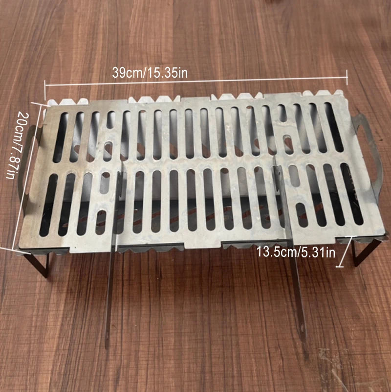 Outdoor Camping Folding Barbecue Stainless Steel Portable Charcoal Barbecue Grill Outdoor Camping Tools Durable with Handles