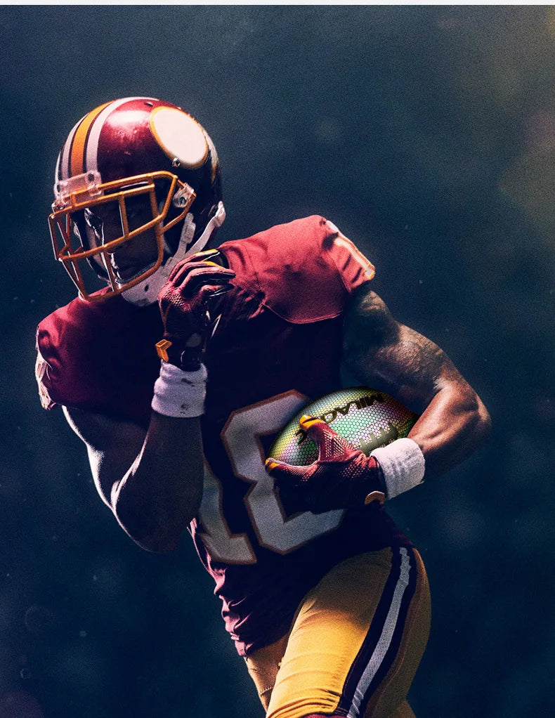 Training Reflective Rugby Ball Professional Grade Ball Toss Kick Practice for Youth Adult, Indoor and Outdoor Use, Size 3, 6, 9