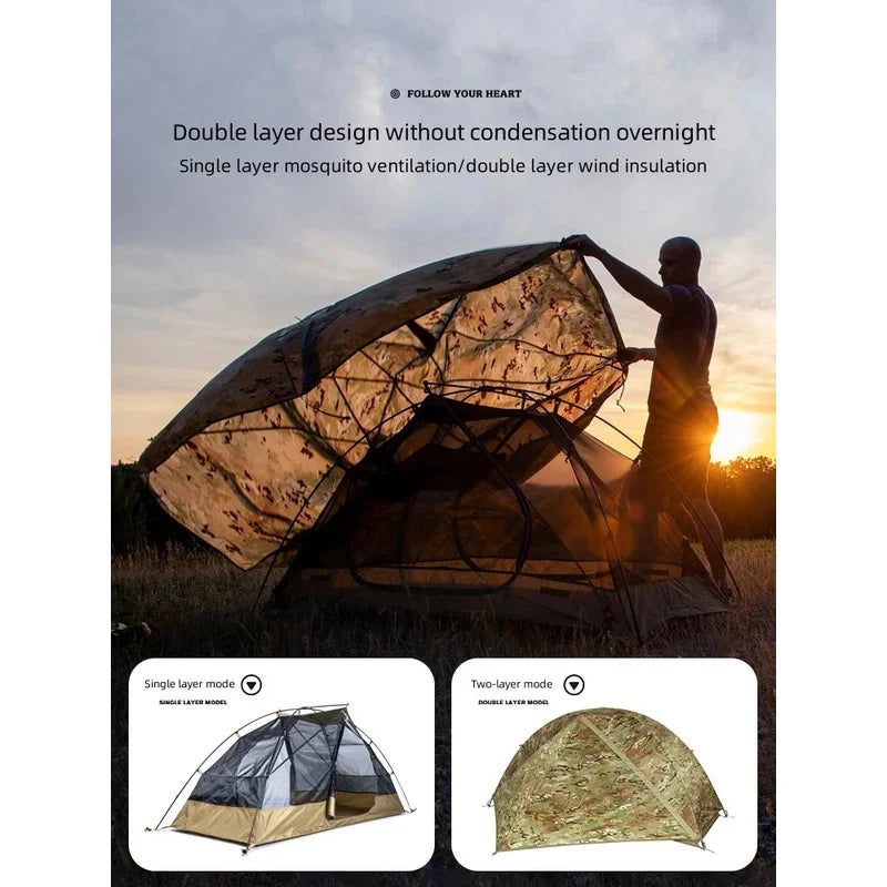 Ultra-Lightweight 1.8KG Military Tent Waterproof Windproof Quick Setup Backpack Tent for Camping Hiking Beach Backpacking