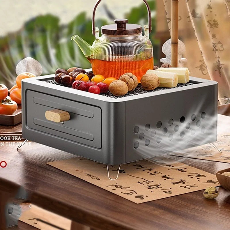 Portable Outdoor Barbecue Stove, Camping Equipment, Charcoal Tea Oven Set Bushcraft Tourism Picnic Cookware Bbq Articles for Use