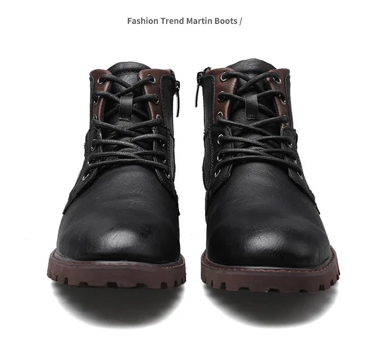 Vintage Men Boots 2024 New Autumn Winter Shoes High Quality Men's Leather Boots Side Zipper Men's Ankle Boots Large Size 39 48