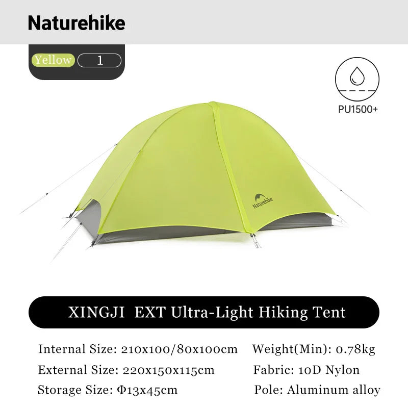 Naturehike Star River EXT Double Layer Camping Tent 10D Nylon 1 2 Person Ultralight  Outdoor Tent Waterproof Lightweight Tents