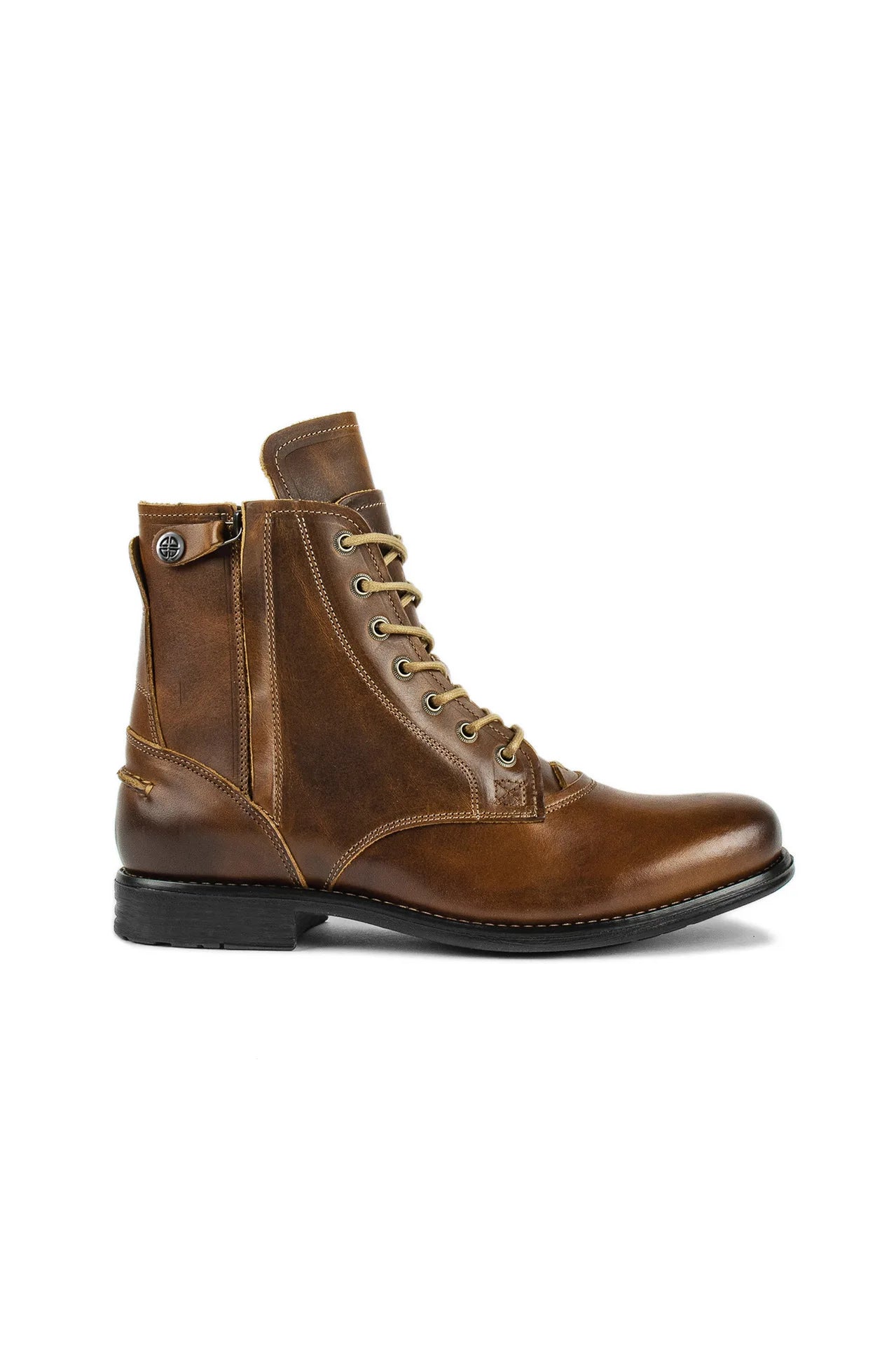 Men Knight Boots Autumn Exquisite Zip Ankle Handmade Round Toe Low Heel Males Shoes Fashion Leather Concise Leisure Design Boots