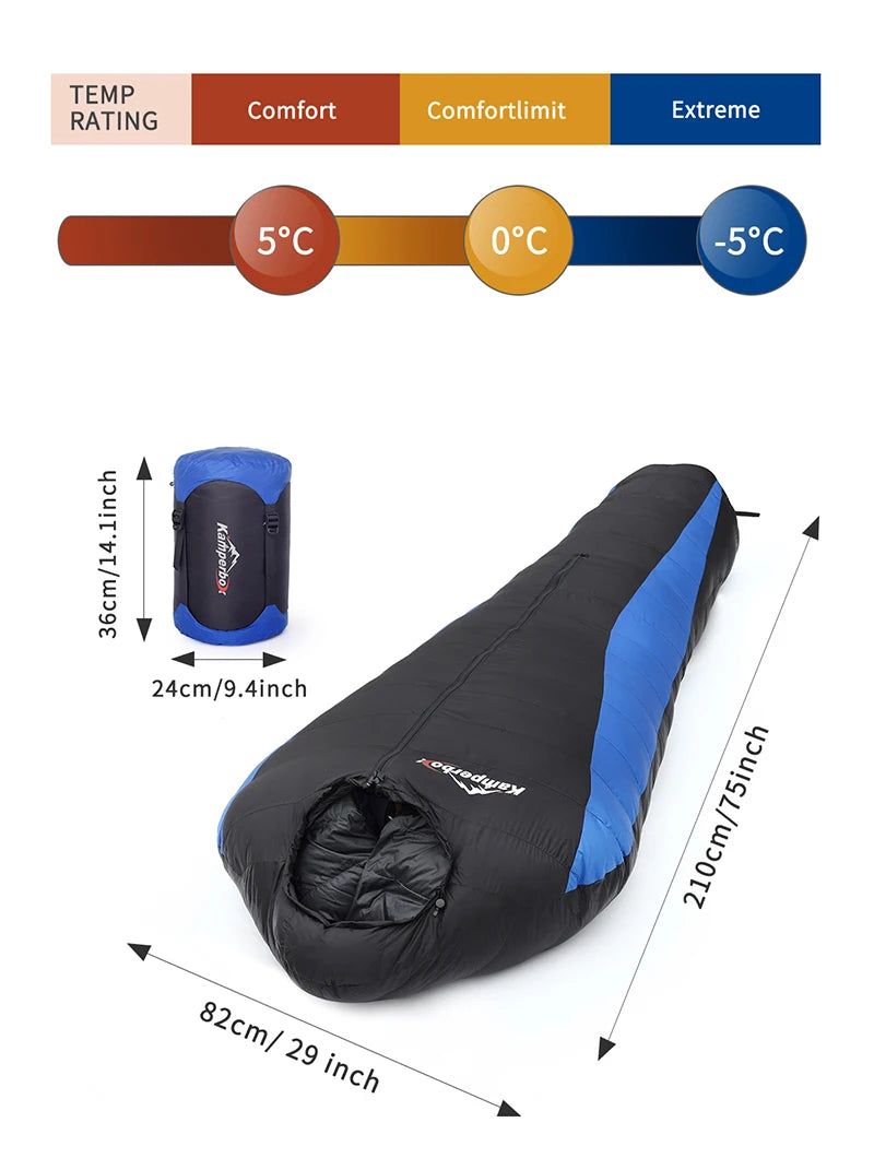 Kamperbox Sleeping Bag Camping Ultralight Outdoor Sleeping Bag Down 0-5°C Alfa210