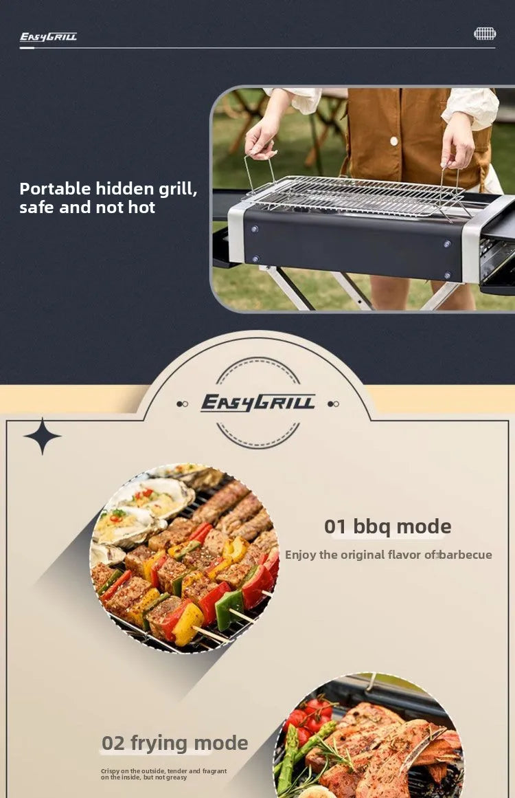 Foldable Charcoal Barbecue Grill Outdoor Portable Large BBQ Stove for Home