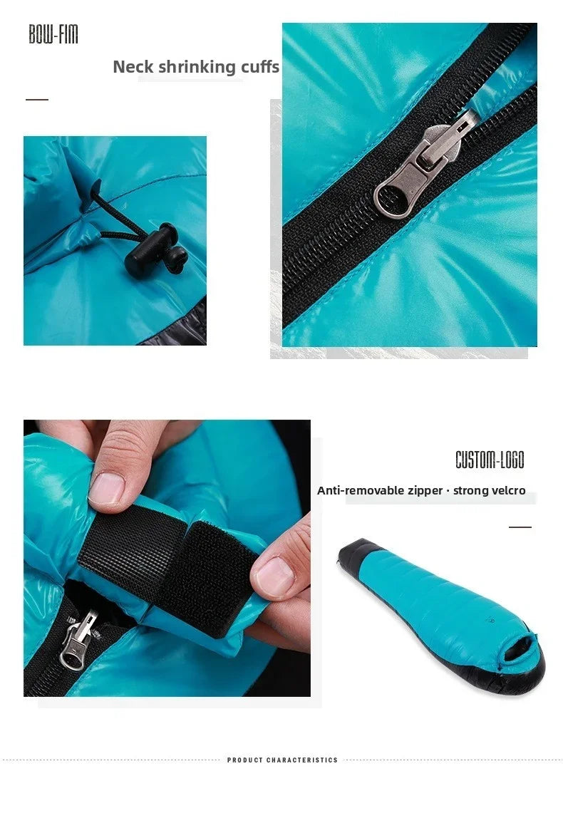 SKY ICEJingchan Mummy Down Sleeping Bag for Adults Outdoor Camping Winter Thickened Goose Down Cold-Proof Warm