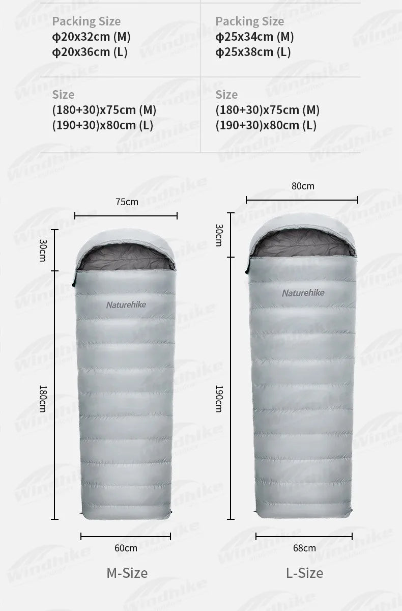 Naturehike Duck Down Sleeping Bag -13℃~8℃ Outdoor Autumn Winter Keep Warm Sleeping Bag Spliceable Envelope Ultralight 670FP