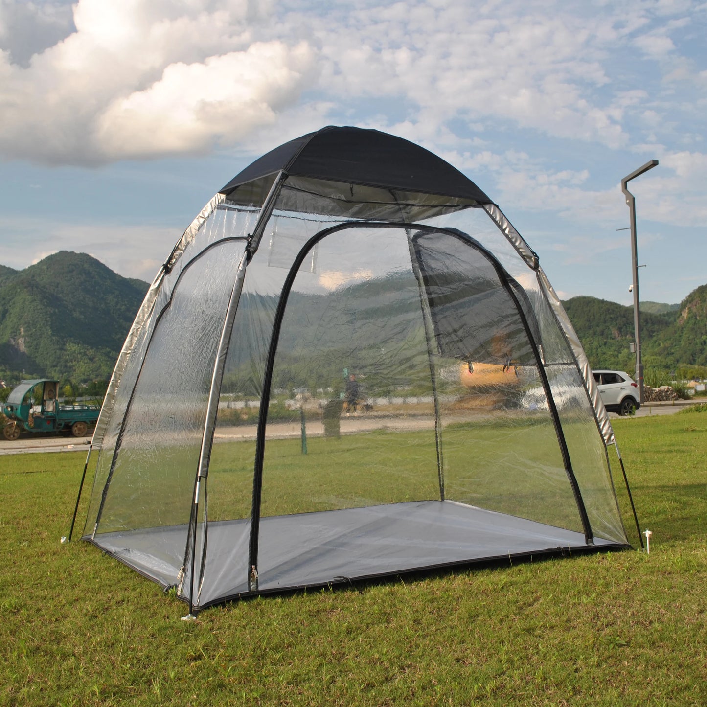 Sports Tent All Weather Clear Sport Shelter Waterproof and Windproof with Detachable Top Cover Rain Tent,PVC tent,Warm keep tent