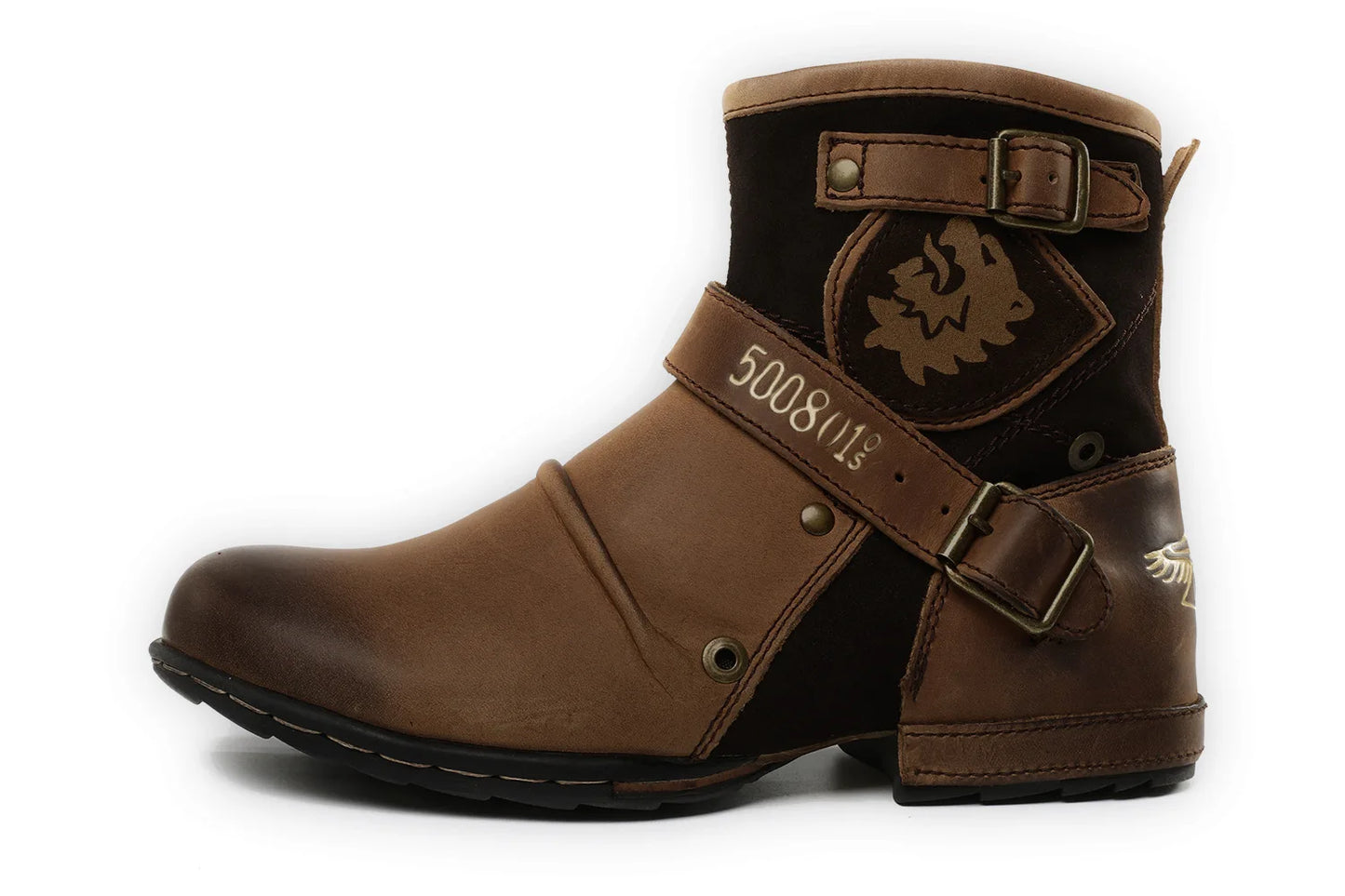 2025 New In Men Boots Luxury Handmade Men Ankle Boots Metal Buckle Zipper Motorcycle Boots Outdoor Plus Size 39-48 Punk Bottines