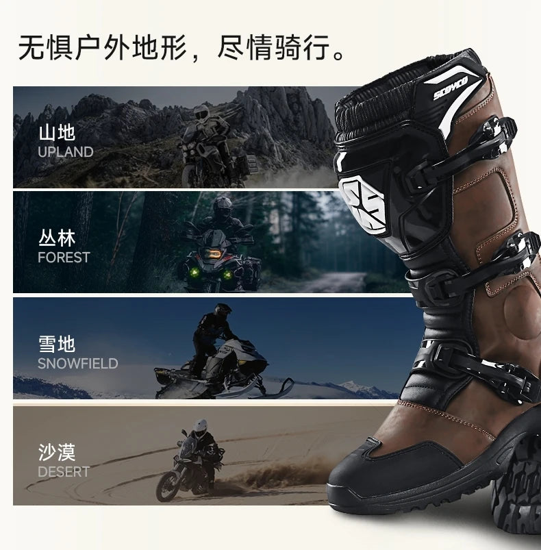 Motorcycle Boots Non-slip Windproof Waterproof Motocross Boots Professional Protective Racing Off-road Shoes All Seasons