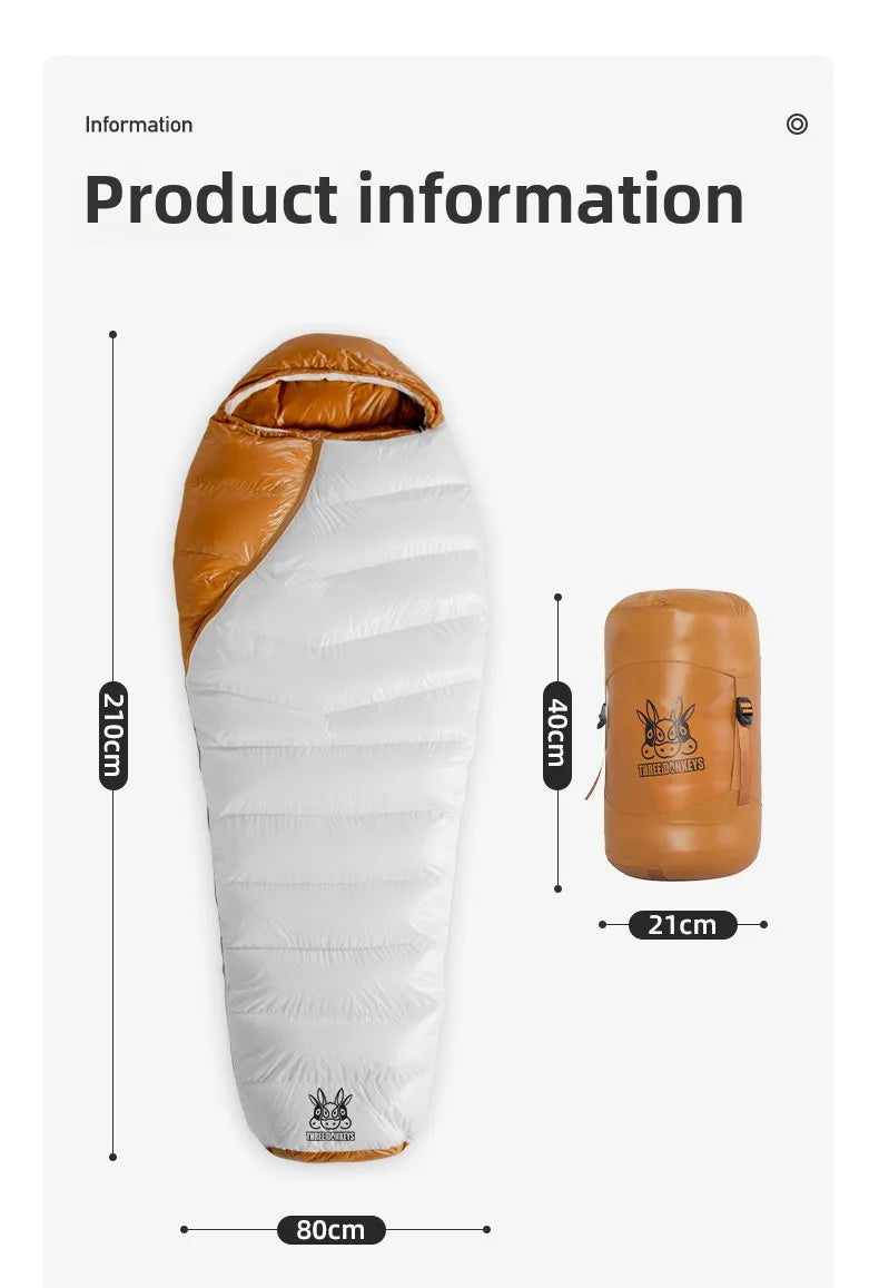 White duck down mummy down sleeping bag adult outdoor camping winter thickened cold minus 30 degrees Sleeping Bags