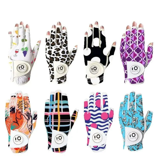 All Weather Grip Nail Golf Gloves Women Left Hand Leather with Ball Marker Half Finger Size XS S M L XL Drop Shipping
