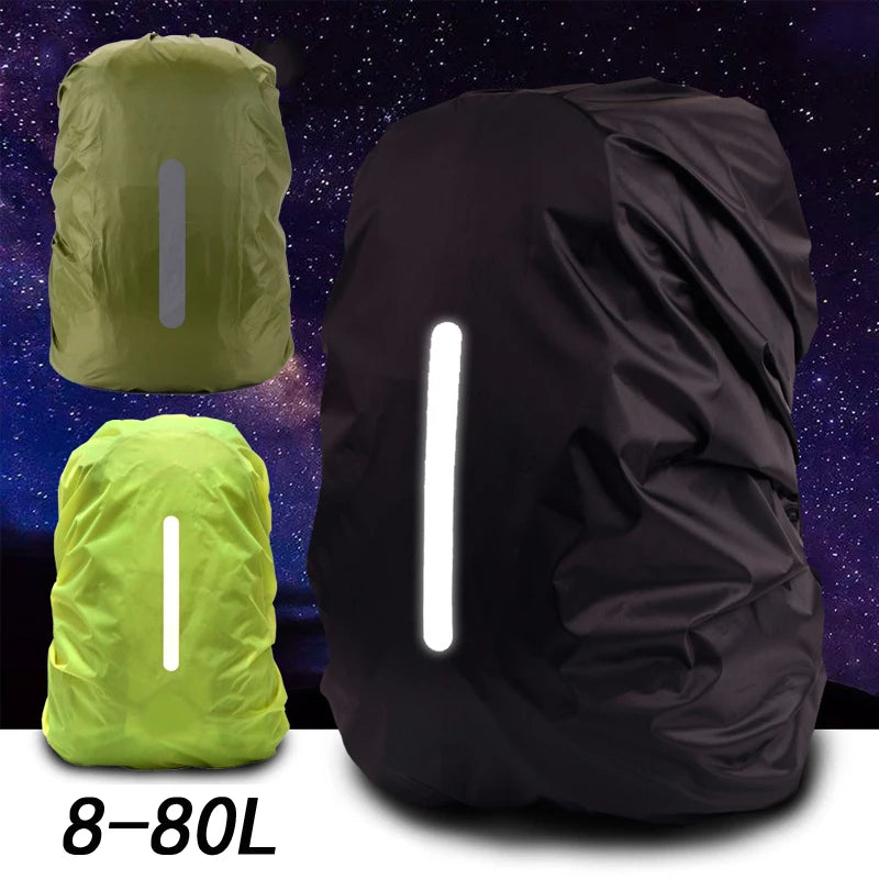 Reflective Waterproof Backpack Rain Cover Outdoor Night Cycling Safety Light Raincover Bag Hiking Mountaineering Backpack Cover