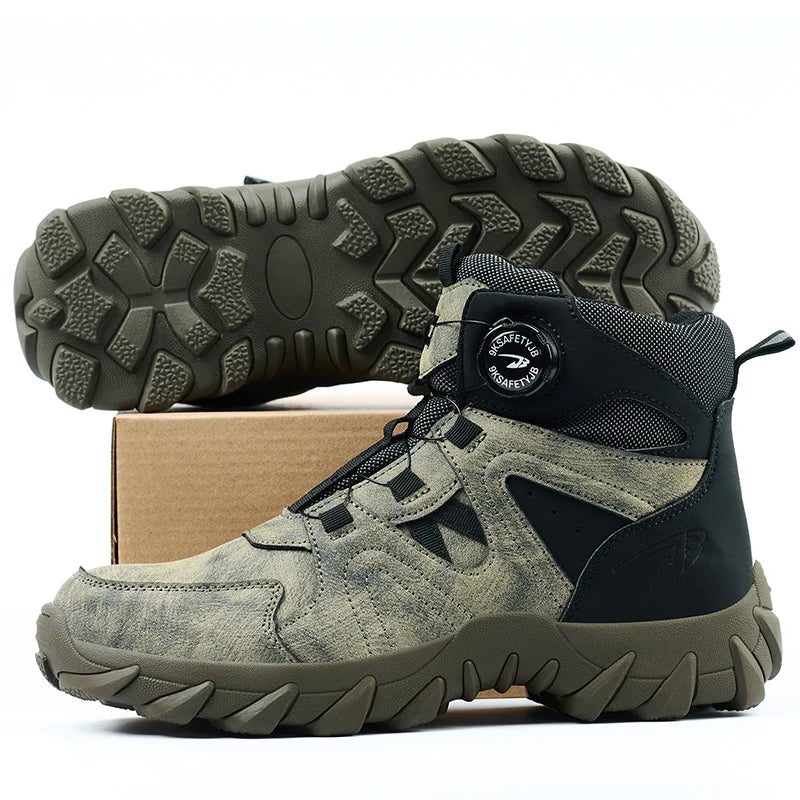 Rotating button Safety Boots Men Outdoor tactical boots Indestructible shoes Puncture-Proof Work Boots Steel toe shoes Sneakers