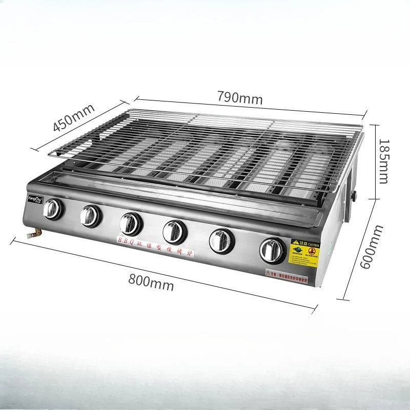 Barbecue grill commercial stall Black King Kong electric barbecue skewers oysters gas grilled fish machine manufacturer