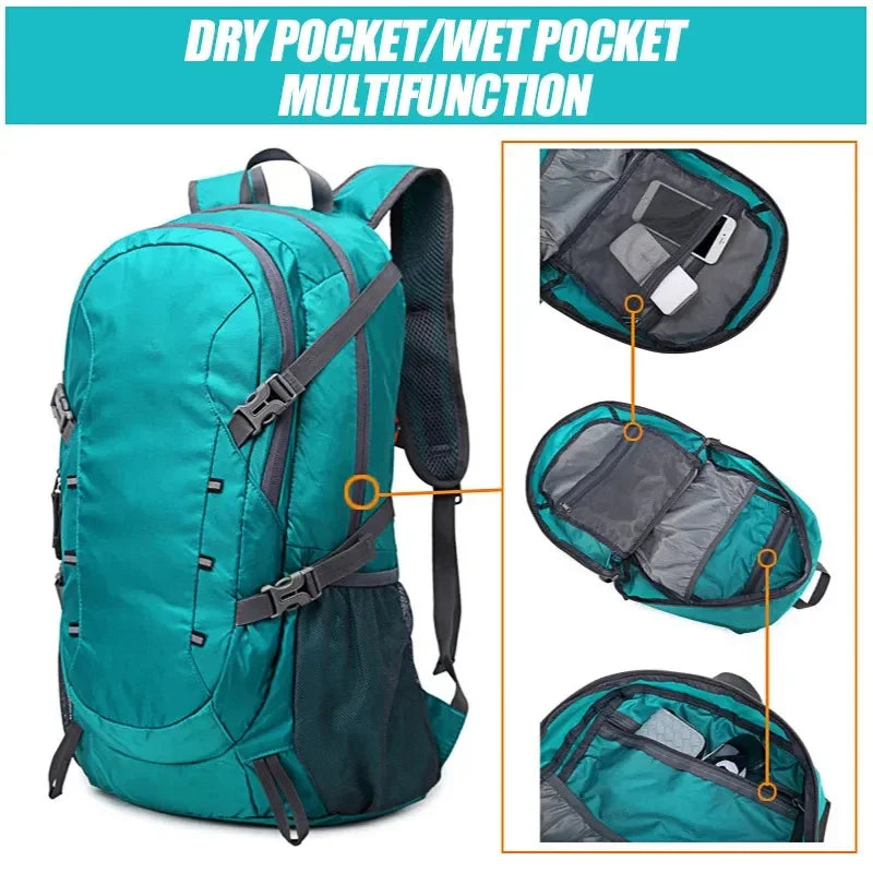 40L Outdoor Foldable Backpack Ultralight Waterproof Soft Camping Shoulder Pack Climbing Travel Mountaineering Hiking Cycling Bag