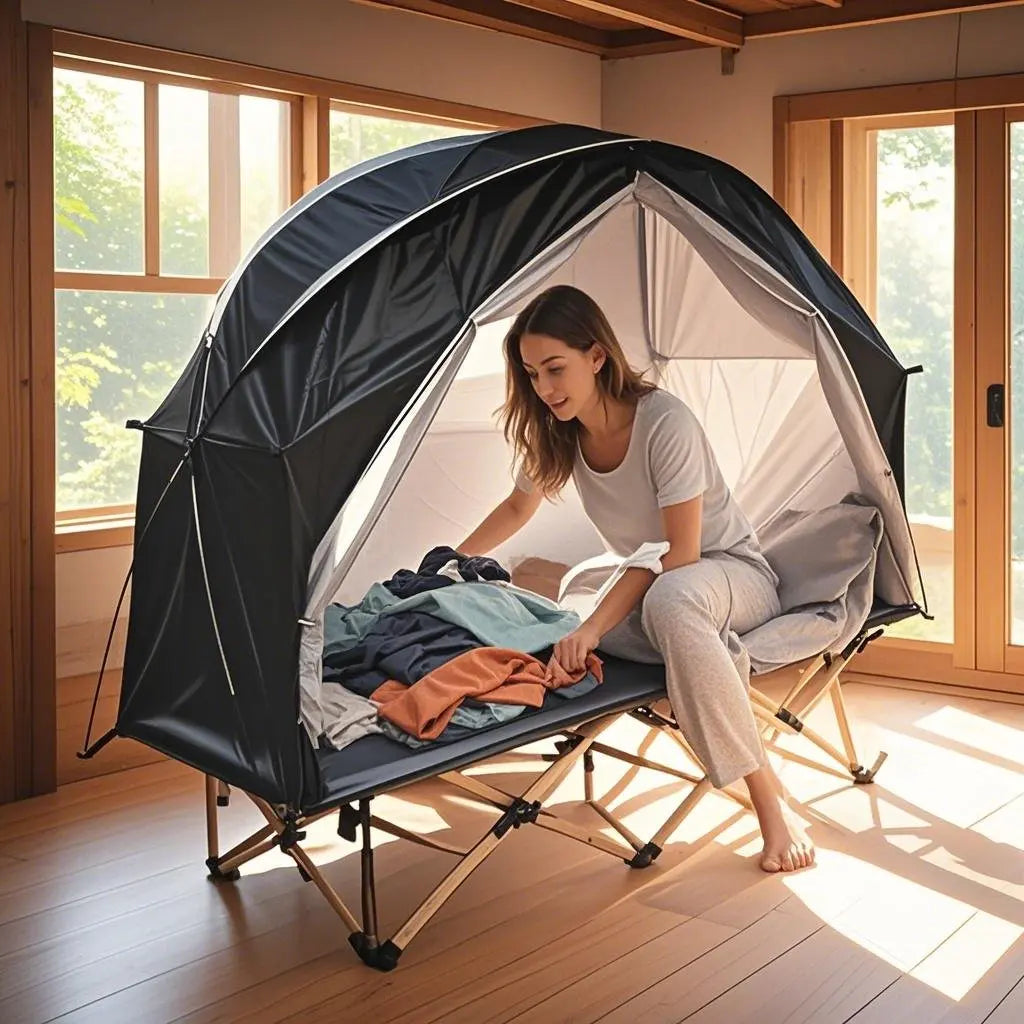 All-Season Camping Cot Tent 1-Person - Sturdy Cross-Braced Structure, for Fishing or Outdoor Activities,, Compact & Portable