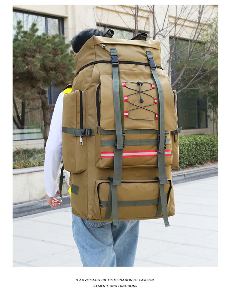 130L Large Capacity Mountaineering Bag Suitable  Outdoor Travel Camping Climbing Adventure Multifunctional Waterproof  Backpack