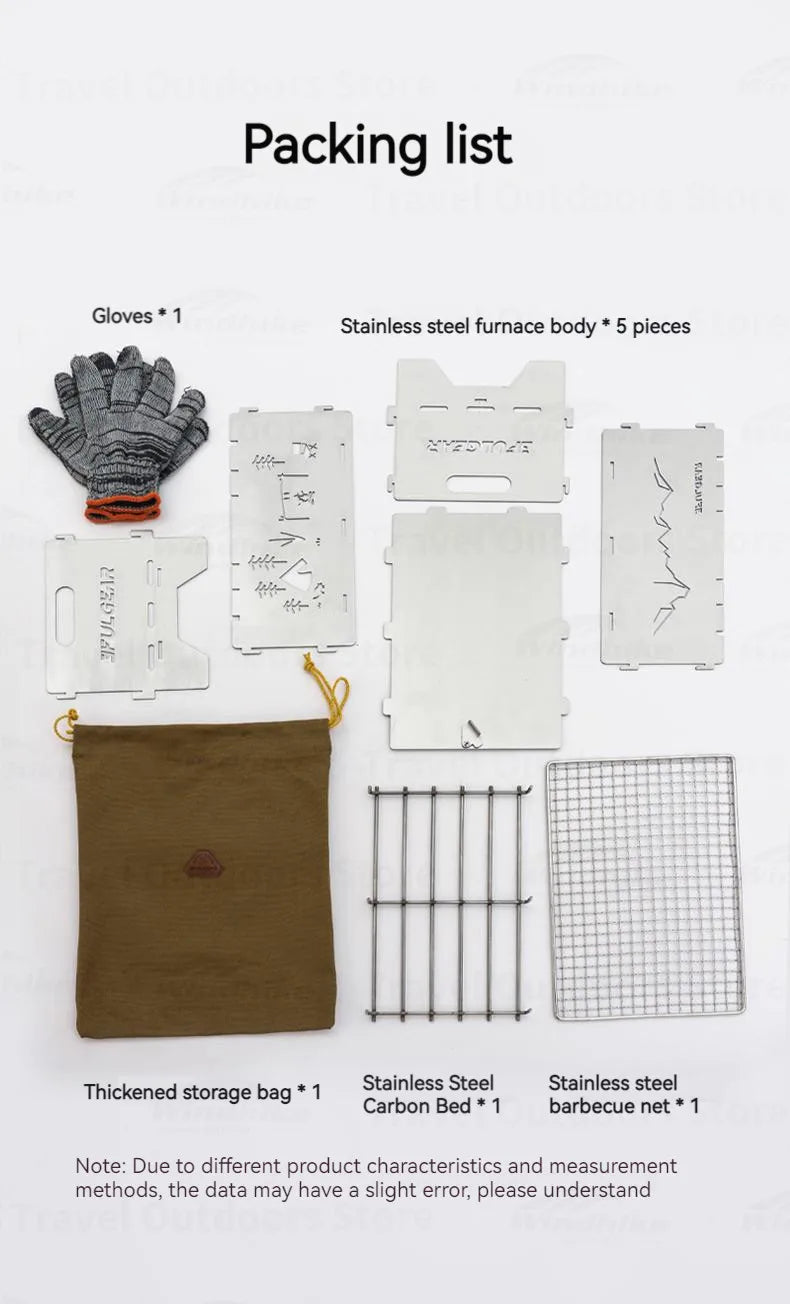 3F UL GEAR Camping Folding Firewood Stove All-In-One Style Tabletop BBQ Furnace 2.2kg Ultralight Outdoor Cooking Equipment Oven