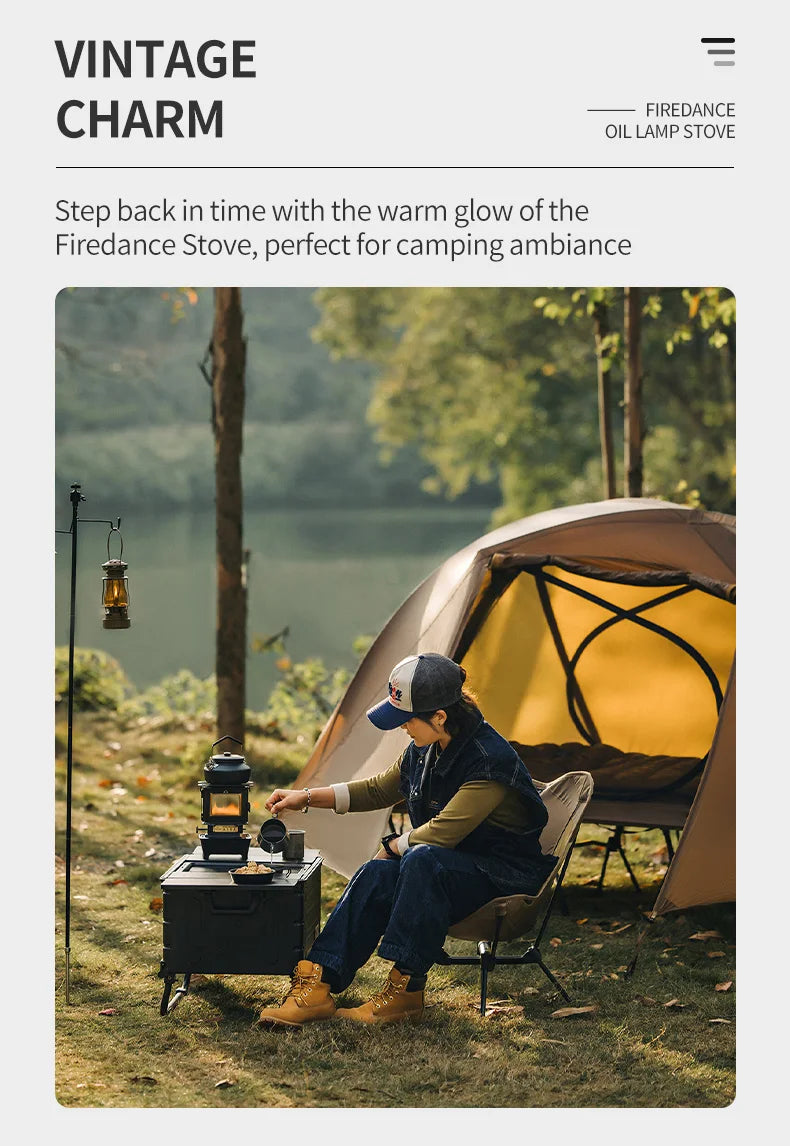 Thous Winds Firedance Oil Lamp Stove Portable Outdoor Retro Camping Lantern Emotion Lights Burner Stove Camping Supplies