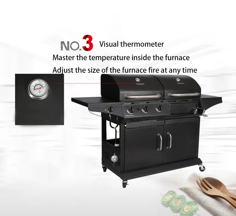 Homemade High Standard Stainless Steel Outdoor Garden High End Auto Ignition 3 Burners Gas Bbq Grill Barbecue BBQ