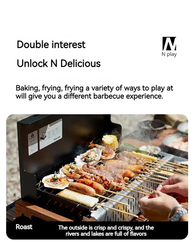 Naturehike Outdoor Portable Folding BBQ Grill Camping Enamel Charcoal Stove Ultralight Travel Picnic 4-8 Person Barbecue Stove