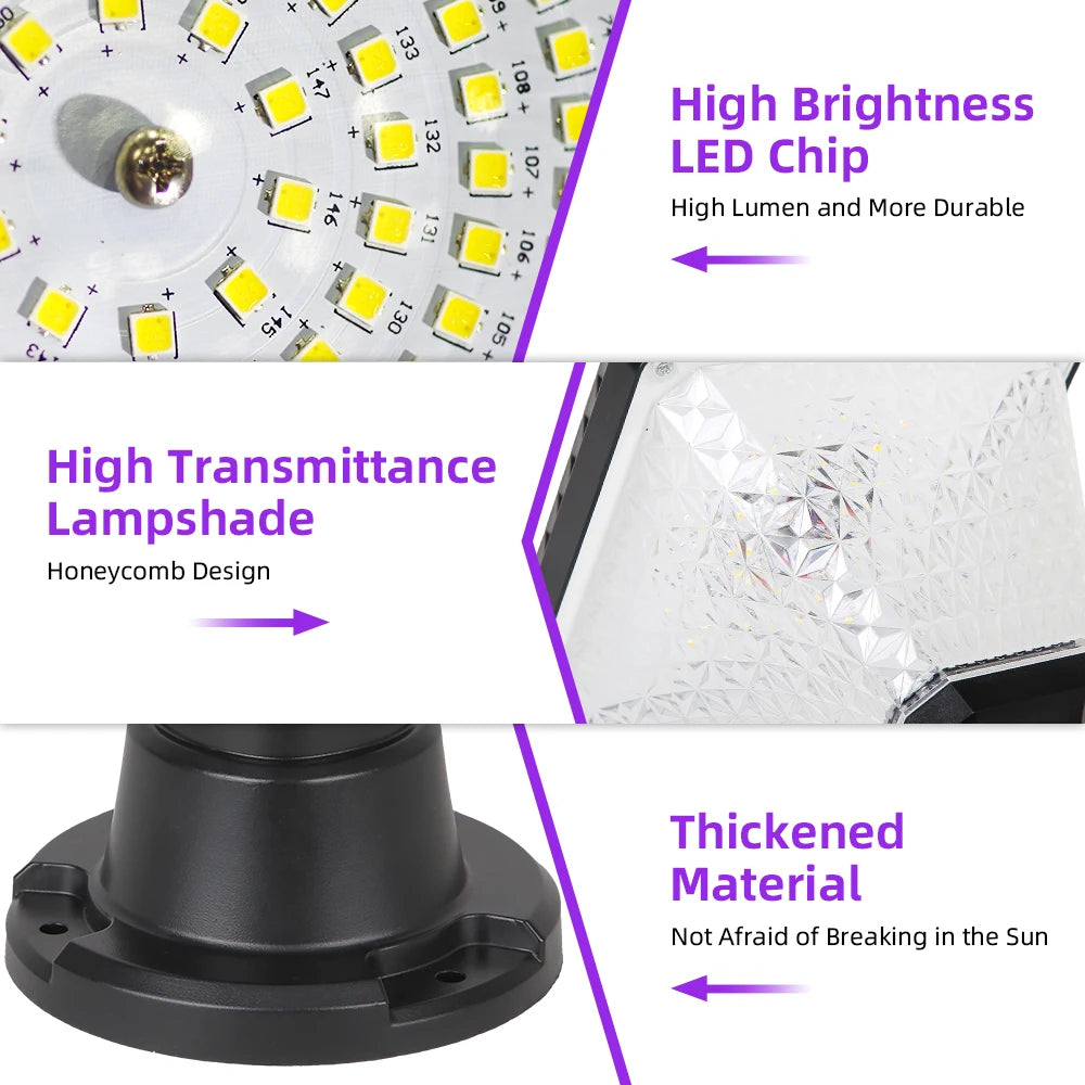 Outdoor Led Solar Garden Lights Dimming Timed Column Light Post Lamp Pillar Light Modern LED for Home Villa Garden Patio Decor