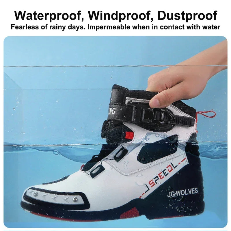 2024 New Motorcycle Boots Man Leather Motos Riders Protective Boots Waterproof Non-slip Motocross Mountain Racing Shoes