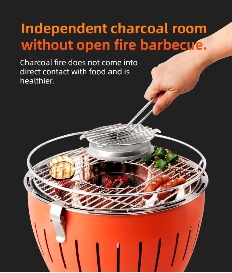 New Design Portable Charcoal BBQ Grill Stainless Steel Turbo BBQ Grill Outdoor