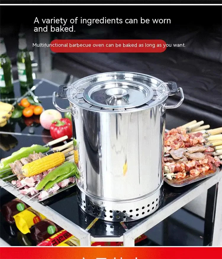 Smokeless Barbecue oven Household Charcoal indoor Barbecue Artifact Outdoor Stainless steel Barbecue oven Roast chicken oven Han