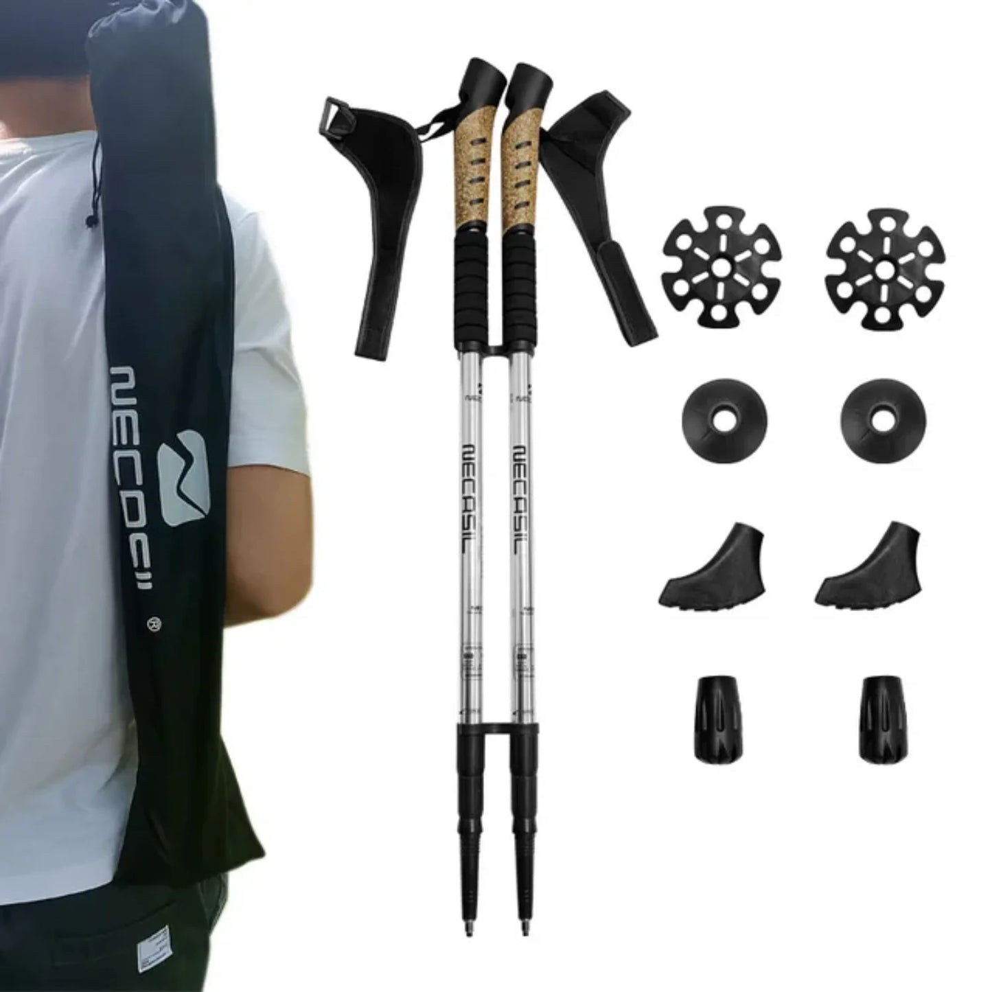 Straight Shank Mountaineering Stick 6061 Aluminum Alloy Inner Lock Mountaineering Stick G203 Nordic Off road Walking Stick Set