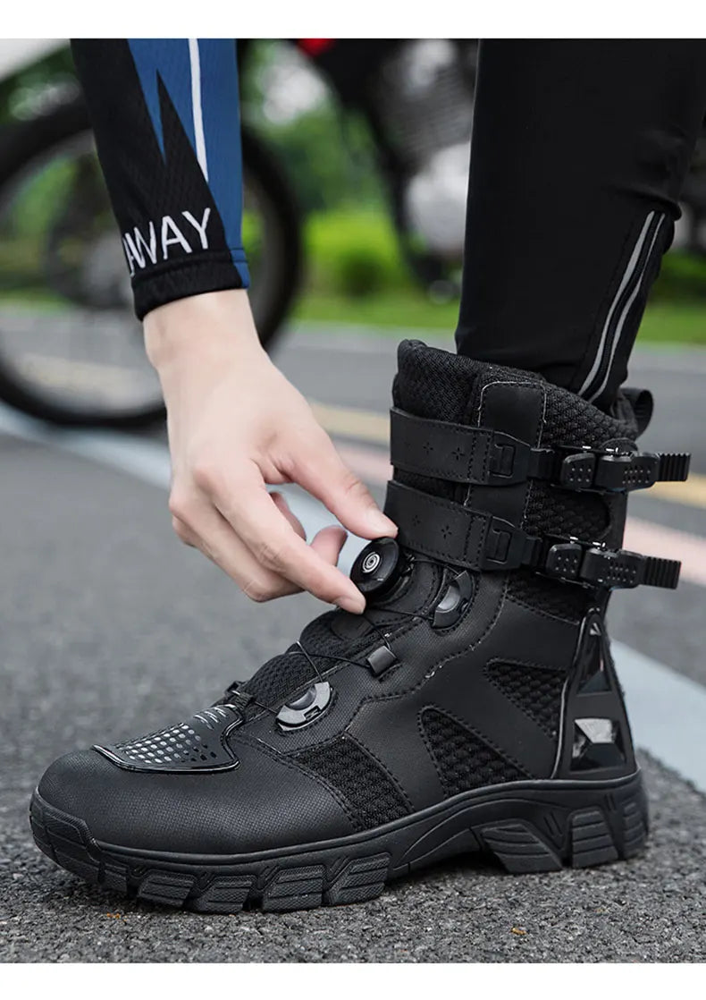 Men's Motorcycle Boots High Quality Breathable Motocross Shoes TPU Protective Men Motorcycle Shoes Non-slip Motos Riding Boot