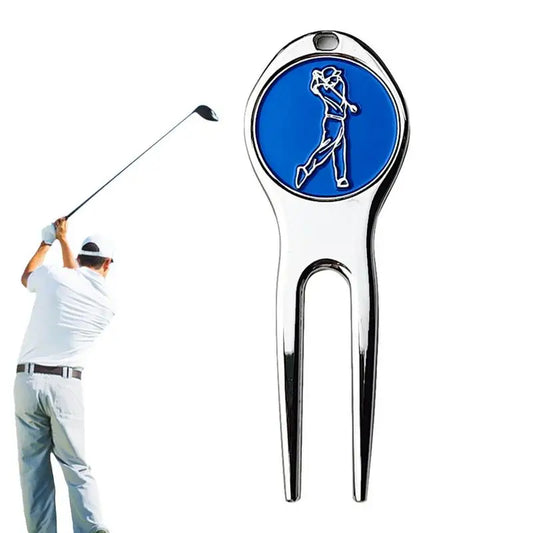 1Pc Golf Divot Repair Tool Zinc Alloy Magnetic Detachable Golf Green Fork Pitch Groove Cleaner Golf Marker Golfs Accessories