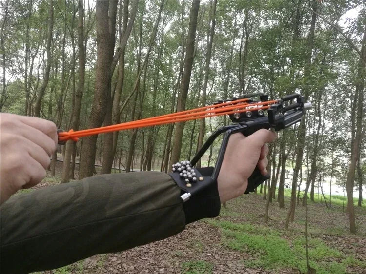 Powerful Slingshot Stainless Steel Slingshot Catapult Hunter Wrist Support SlingShot Outdoor Hunt Hike Bow Catapult HuntingTools