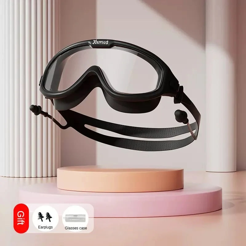 HD Anti-fog Swimming Goggles with Earplugs Adult Men Women  Leak Proof Adjustable high-quality Silicone Swim Protection Eyewear