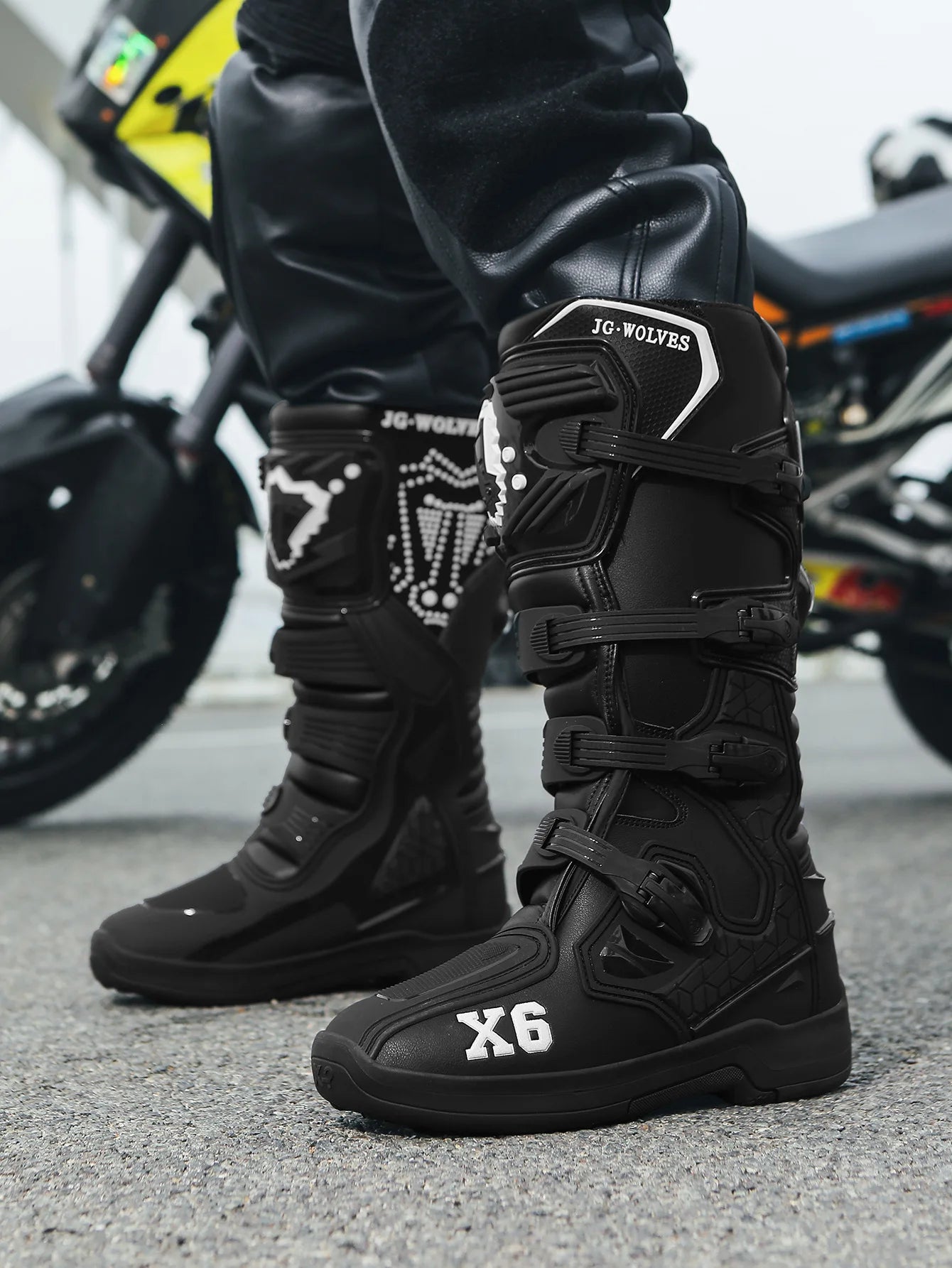 Motorcycle Boot Men Women Riding Mid-Calf Ankle Protective Shoes Moto Motorbike Equipment Racing Long Motorcycle Boots Men