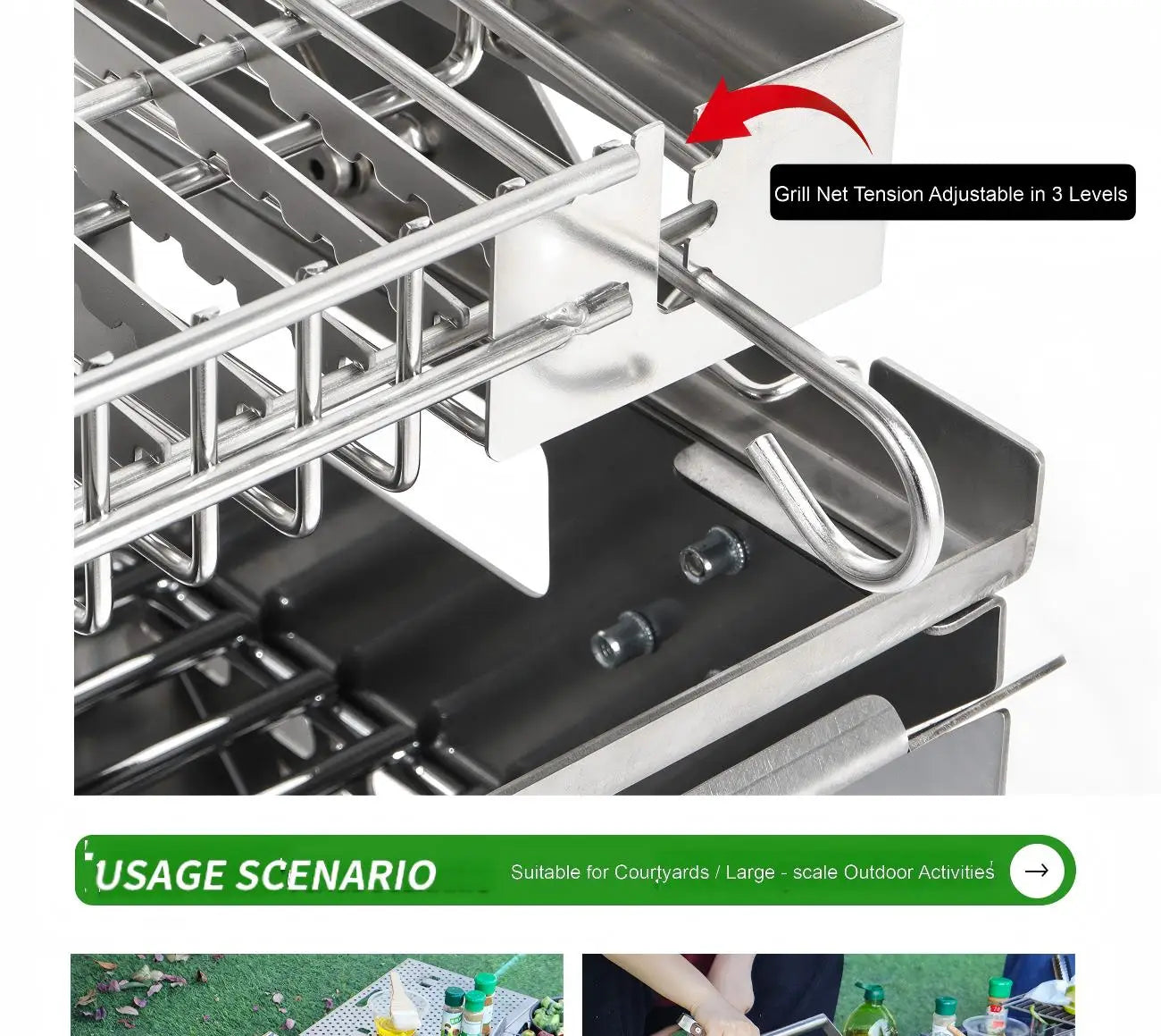 360° Rotating BBQ Grill – Stainless Steel, 5.7kg Lightweight for Camping & Parties – Feeds 1-6, Hands-Free Grilling for Family &