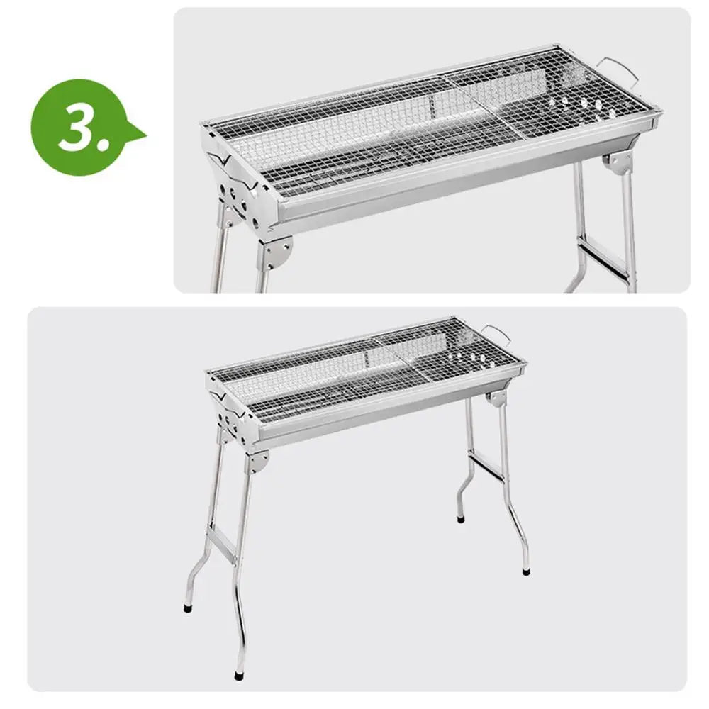 Folding Portable Barbecue Charcoal Grill Stainless Steel Large BBQ Grill Tool For Outdoor Cooking Camping Picnics Beach